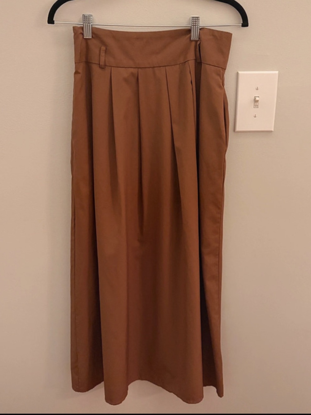 Taupe A-Line Maxi Skirt High Waisted Flowy Midi Skirt XS